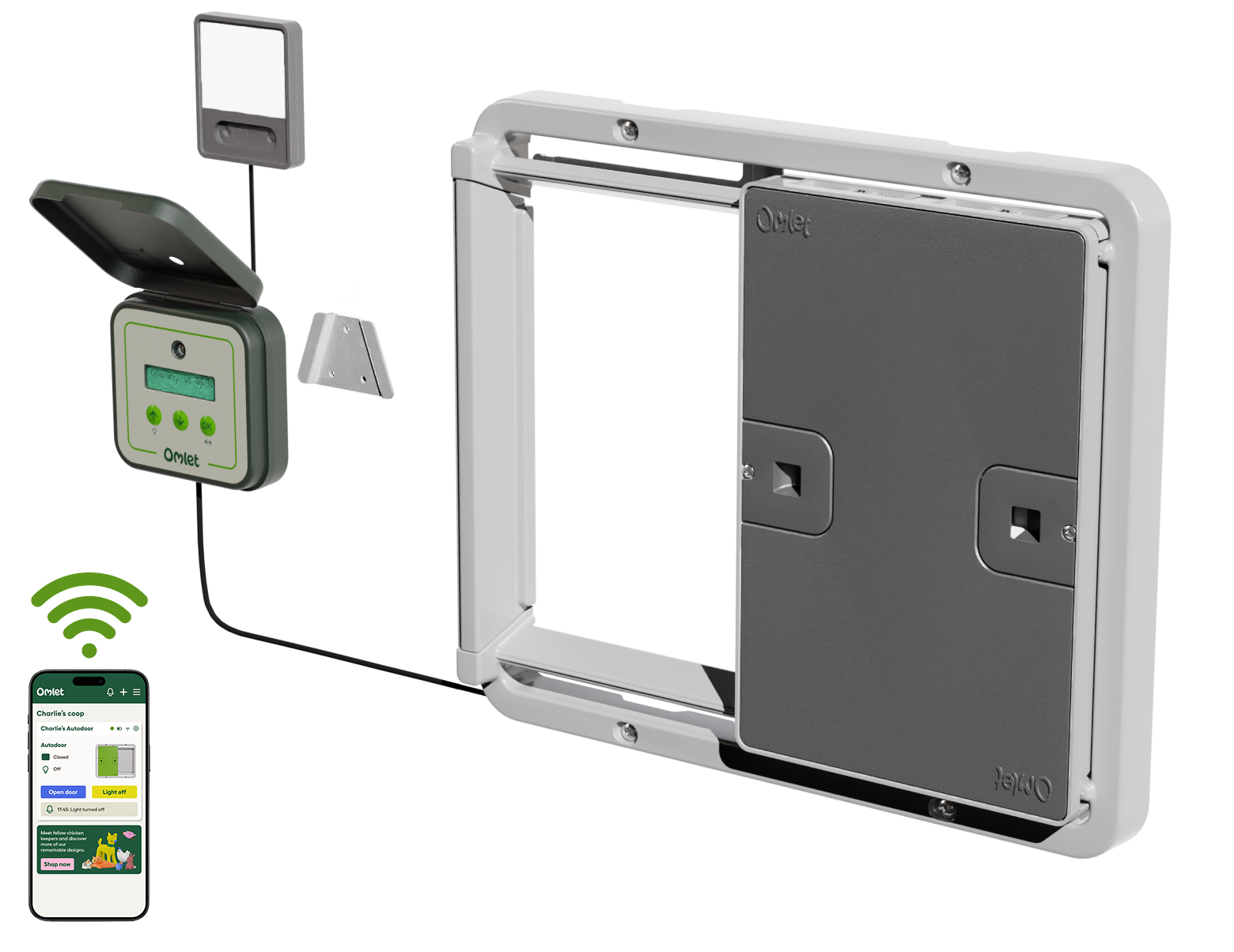 Breadom Automatic Chicken Coop Door - Light Sensing Timer, Delayed Opening/Closing, Weatherproof For Poultry Care-1076435