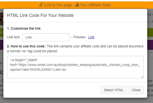 Paste the generated link into your website Paste the generated link into your website