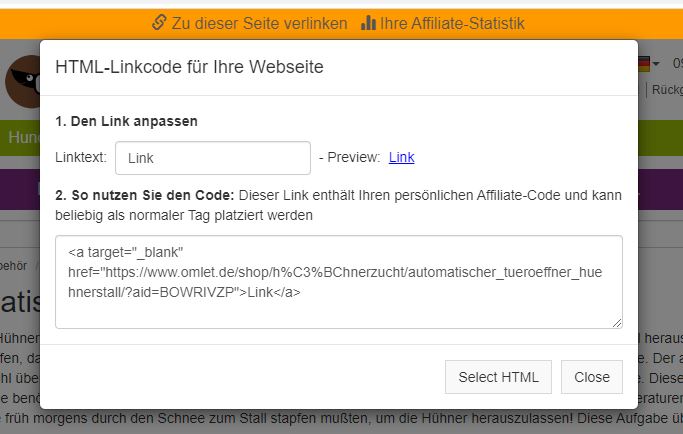 Paste the generated link into your website