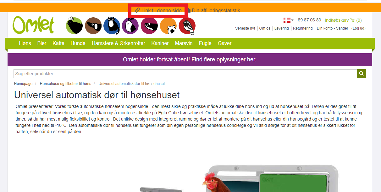 Klik på den midterste knap foroven