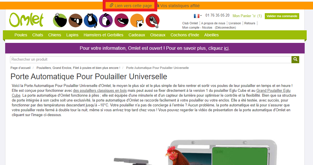 Cliquez sur le bouton au sommet