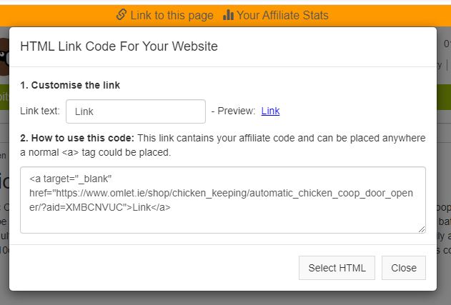 Paste the generated link into your website