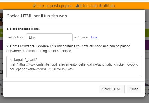 Paste the generated link into your website
