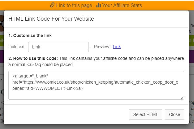 Paste the generated link into your website